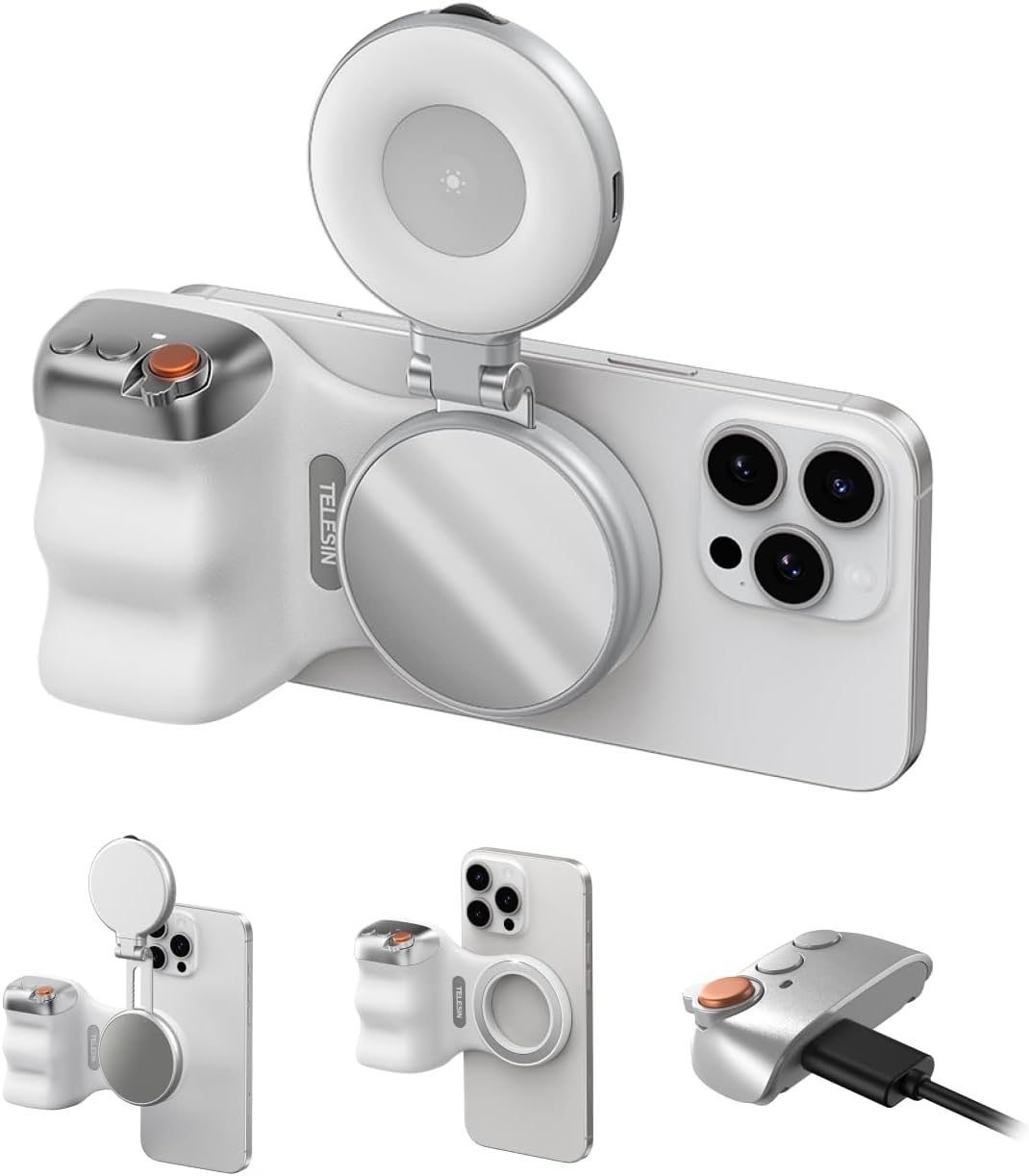 TELESIN Fun Shot Magnetic Phone Camera Grip With Magnetic Selfie Light