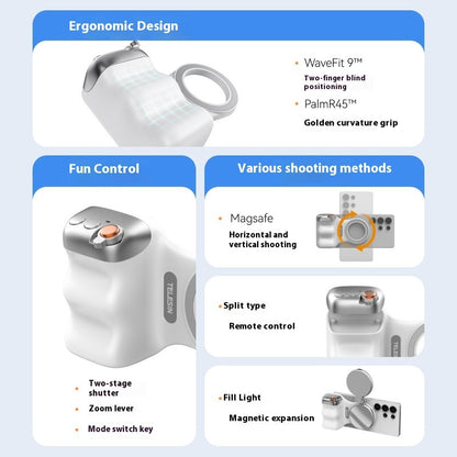 TELESIN Fun Shot Magnetic Phone Camera Grip With Magnetic Selfie Light