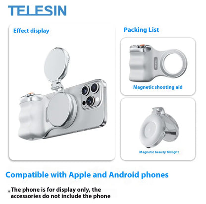 TELESIN Fun Shot Magnetic Phone Camera Grip With Magnetic Selfie Light