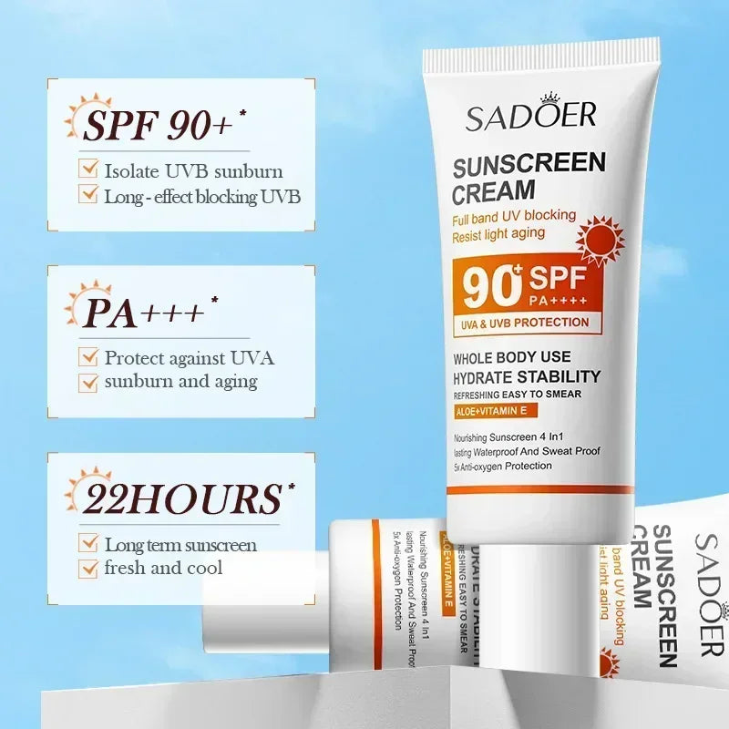 SPF 90+ Whitening Sunscreen | Deep Hydration, UV Protection & Anti-Aging Care