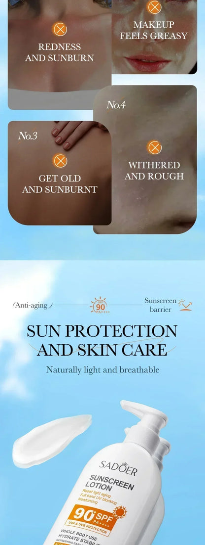 SPF 90+ Whitening Sunscreen | Deep Hydration, UV Protection & Anti-Aging Care