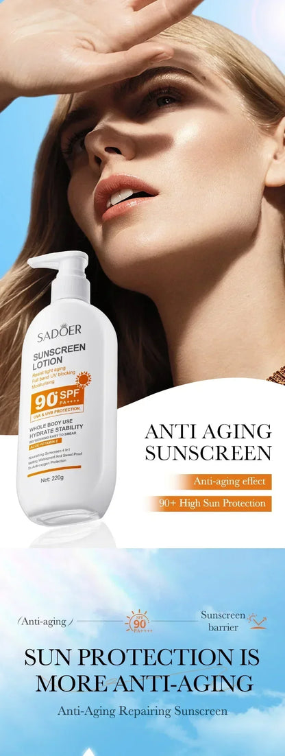 SPF 90+ Whitening Sunscreen | Deep Hydration, UV Protection & Anti-Aging Care