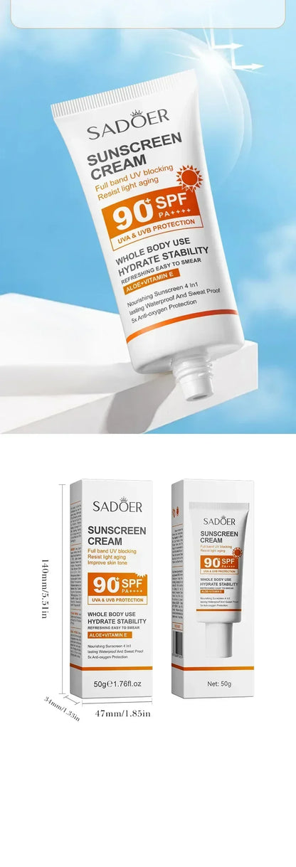 SPF 90+ Whitening Sunscreen | Deep Hydration, UV Protection & Anti-Aging Care