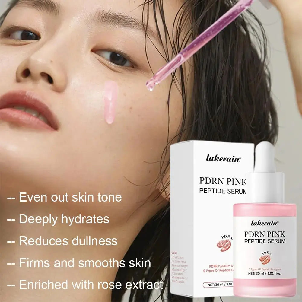 PDRN Pink Peptide Serum, Pink Glow Serum, Peptide Niacinamide Hydrating  Moisturizing Firming,Uneven Skin Tone,Korean Skin Care