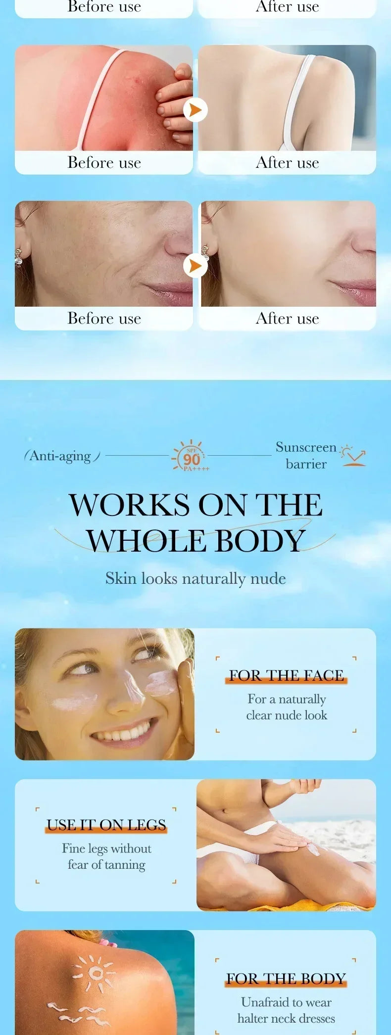 SPF 90+ Whitening Sunscreen | Deep Hydration, UV Protection & Anti-Aging Care