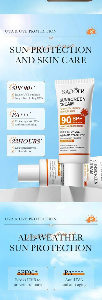 SPF 90+ Whitening Sunscreen | Deep Hydration, UV Protection & Anti-Aging Care